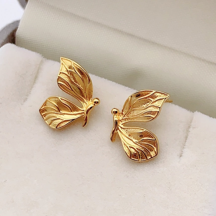 K18YG イエローゴールド 18K ピアス スタッドピアス ちょうちょ 蝶 花びら *チャームが付けられます。