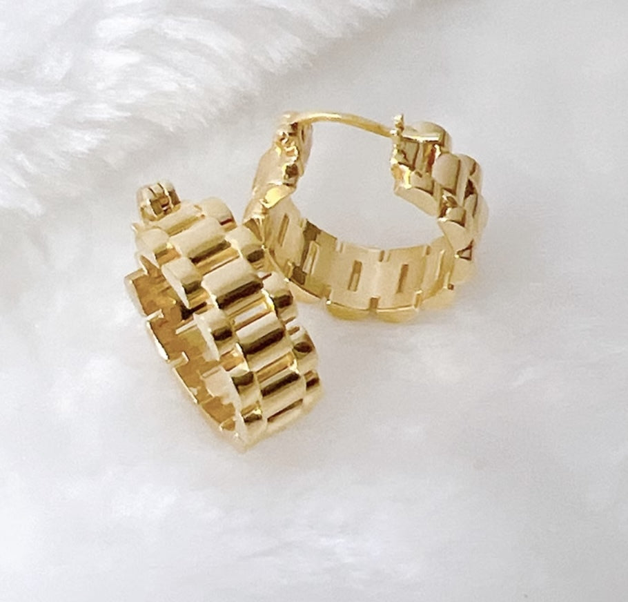 K18YG リングピアス チェーン フープピアス イエローゴールド YG 18K 丸 ラウンド 円形 イタリアンジュエリー 大ぶり 大きめ