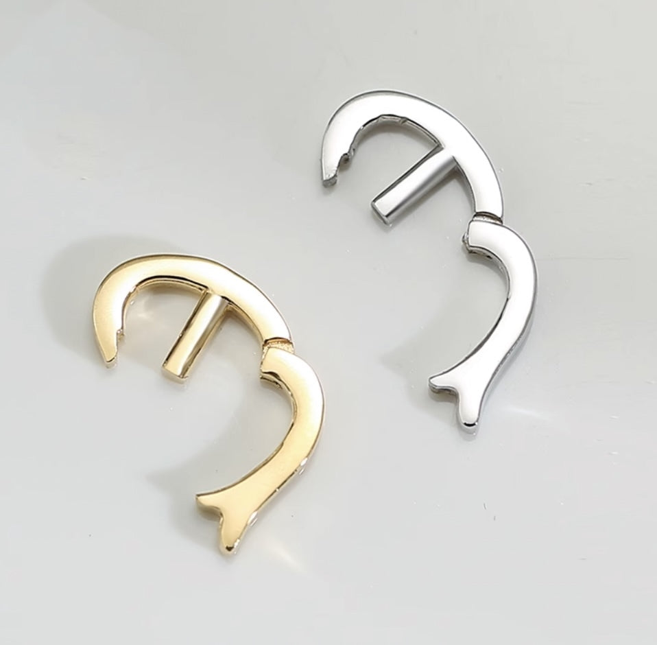 K18YG WG クリッカー クラスプ バチカン 繋ぎ チャーム コネクター 留め具 留め金具 18K 豚鼻 クラスプ 開口 開閉 ブタ鼻 フック パーツ 中留め イエローゴールド ホワイトゴールド