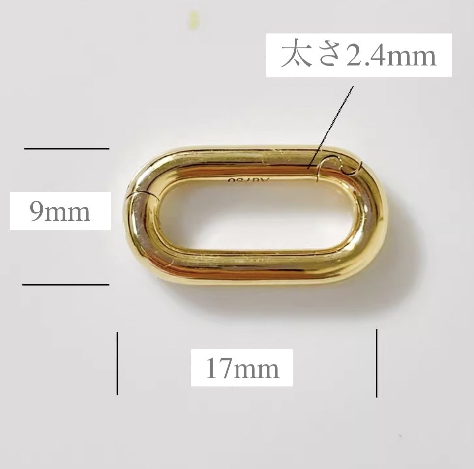 K18WG YG オーバル スクエア 四角 開口 クラスプ パーツ チャーム 18K YG イエローゴールド / WG ホワイトゴールド バチカン ペンダントトップ コマ 開口 ネックレスパーツ ブレスレットパーツ
