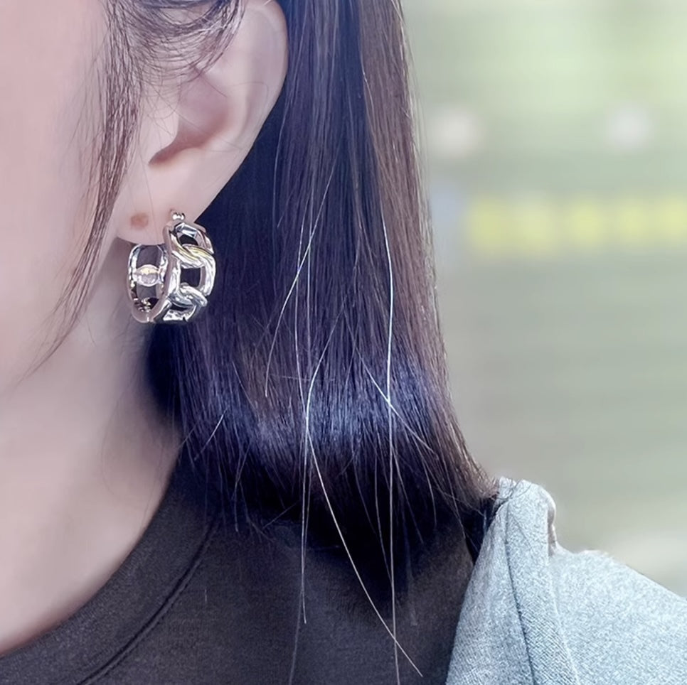 K18YG WG フープピアス チェーン リングピアス ピアス イエローゴールド YG 18K 丸 ラウンド チェーンモチーフ ホワイトゴールド K18WG