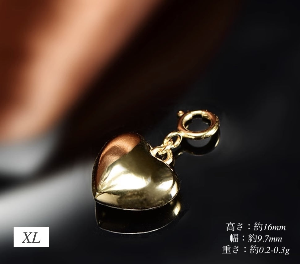 K18YG イエローゴールド 18K ペンダントトップ ネックレス チャーム ミニ エンドパーツ ハート型 ハート チェーンチャーム ジュエリーパーツ ヒキワ 引き輪 ひきわ