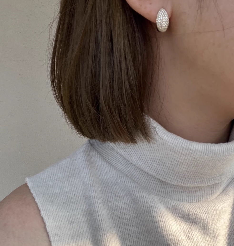 K18YG WG リングピアス【ダイヤモンド / 鏡面】ティアドロップ 雫 ぷっくり イエローゴールド YG 18K ピアス フープピアス K18WG ホワイトゴールド ダイヤ ぽってり 丸い