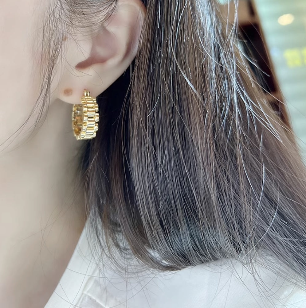 K18YG リングピアス チェーン フープピアス イエローゴールド YG 18K 丸 ラウンド 円形 イタリアンジュエリー 大ぶり 大きめ