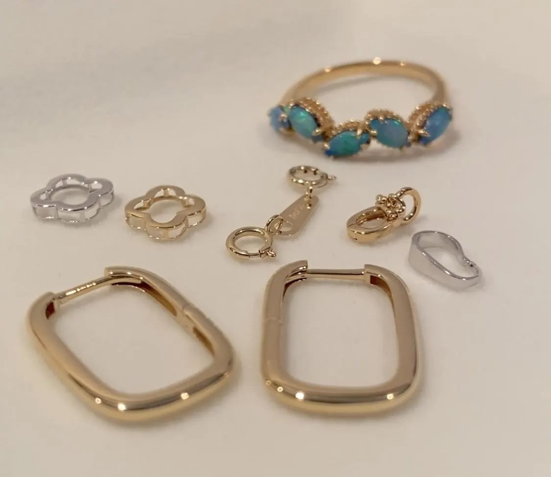 K18YG WG クローバー 四ツ葉 18K イエローゴールド 18金 チャーム ネックレスパーツ チェーンパーツ ペンダントパーツ コマ パーツ
