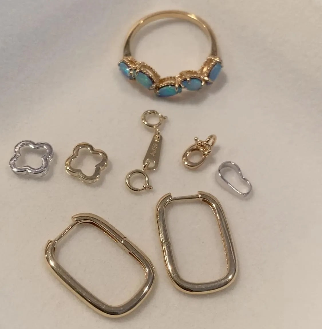 K18YG WG クローバー 四ツ葉 18K イエローゴールド 18金 チャーム ネックレスパーツ チェーンパーツ ペンダントパーツ コマ パーツ