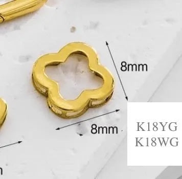 K18YG WG クローバー 四ツ葉 18K イエローゴールド 18金 チャーム ネックレスパーツ チェーンパーツ ペンダントパーツ コマ パーツ