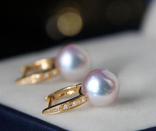 K18YG イエローゴールド あこや真珠 ピアス ダイヤモンド リングピアス アコヤ 真珠 パール ダイヤ スクエア シンプル 18K