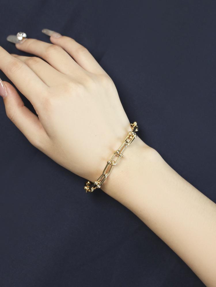 K18YG ホースモチーフ ブレスレット 馬の蹄 チェーンブレス 太め 18K ホースシュー