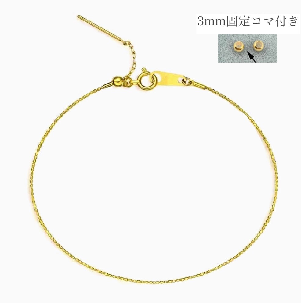 K18 YG WG PG ブレスレット ワイヤーブレス 弾力バングル 16+3cm / 約0.8mm K18YG イエローゴールド 18K スライド式アジャスター バングル 細め