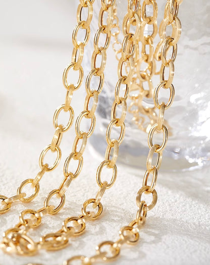 K18YG 8mm ネックレス 45cm~ オーバルチェーン ネックレス 18K オーバル レオンチェーン オーバルチェーン ボリューム 太め 太い メンズ レディース ユニセックス