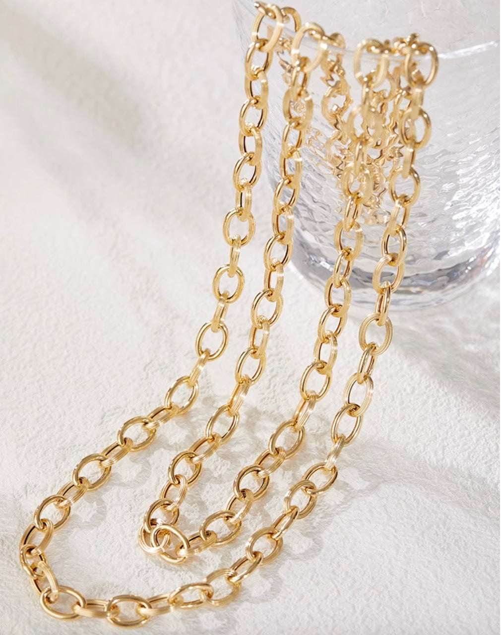 K18YG 8mm ネックレス 45cm~ オーバルチェーン ネックレス 18K オーバル レオンチェーン オーバルチェーン ボリューム 太め 太い メンズ レディース ユニセックス