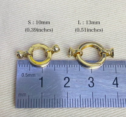 K18YG WG バチカン パーツ ラウンド 繋ぎ 丸い コネクター 18K チェーンパーツ ペンダントパーツ クラスプ 18K YG 輪 丸 クリッカー 10mm / 13mm
