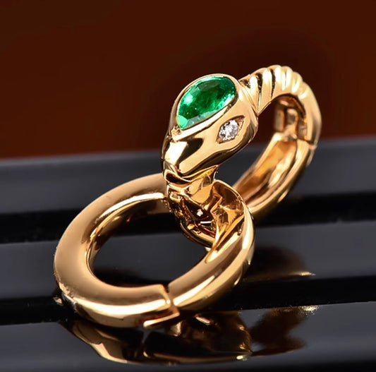 K18YG エメラルド バチカン パーツ 繋ぎ クリッカー コネクター 18K ペンダントパーツ クラスプ YG ダイヤモンド ダイヤ ロック付き マルチバチカン