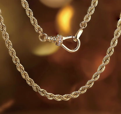 K18YG イエローゴールド ネックレス ロープチェーン 2.7mm ダイヤモンド ダイヤ 太め 太い ツイスト イタリアンジュエリー 18K YG 45cm~