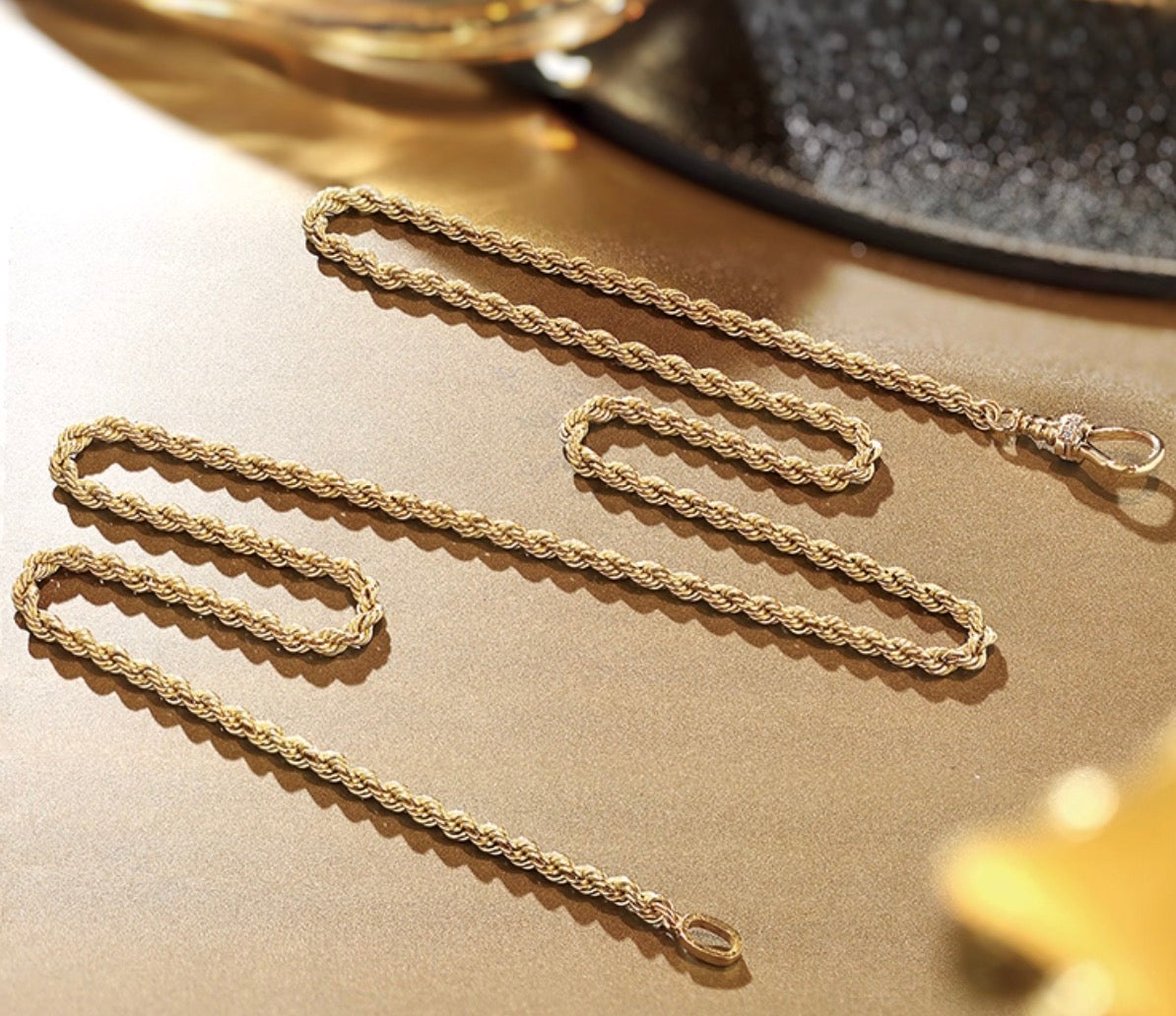 K18YG イエローゴールド ネックレス ロープチェーン 2.7mm ダイヤモンド ダイヤ 太め 太い ツイスト イタリアンジュエリー 18K YG 45cm~