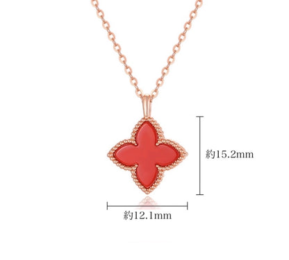 K18PG ペンダントトップ レッドカーネリアン 18K PG ピンクゴールド クローバー 四ツ葉 花 ネックレス チャーム ペンダント カーネリアン