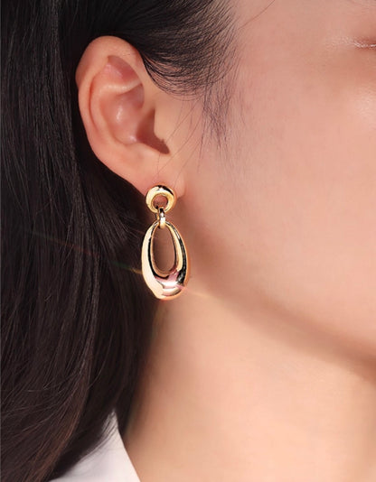 K18YG ドロップピアス 2way オーバル ラウンド チャーム ペンダントトップ ぷっくり 大ぶり 大きめ 18K イエローゴールド 卵型 丸い