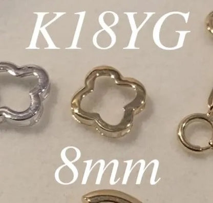 K18YG WG クローバー 四ツ葉 18K イエローゴールド 18金 チャーム ネックレスパーツ チェーンパーツ ペンダントパーツ コマ パーツ