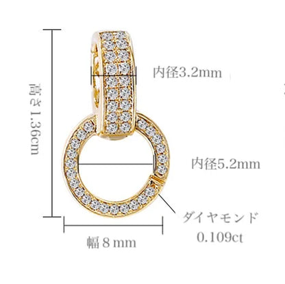 YG/WG/PG ダイヤ ダイヤモンド バチカン ネックレスパーツ ペンダントパーツ 18K イエローゴールド ホワイトゴールド ピンクゴールド フルダイヤ